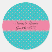 Turquoise diamonds wedding favours sticker