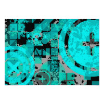 turquoise distressed chex : invite