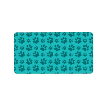 Turquoise dog paw print pattern personalized address label