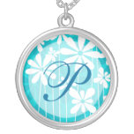 Turquoise Floral Monogram Necklace