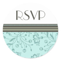 Turquoise Floral RSVP Envelope Seals Stickers
