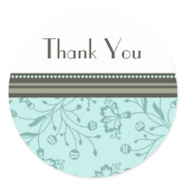 Turquoise Floral Thank You Envelope Seals Stickers