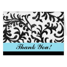 Turquoise Floral Thank You Greeting Cards