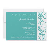 Turquoise Floral Vine Bridal Shower Invitation