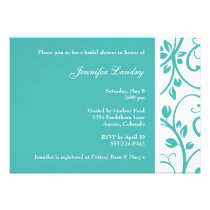 Turquoise Floral Vine Bridal Shower Invitation invitations