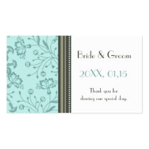 Turquoise Floral Wedding Favour Tags Business Card Templates