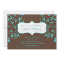 Turquoise Flourish Bridal Shower Invitation