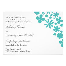 Turquoise Flower Power Wedding Invitation