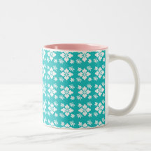 Turquoise flowers pattern mug