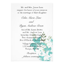 Turquoise Flowers Wedding Invitation