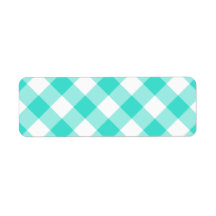 Turquoise Gingham Pattern Return Address Label
