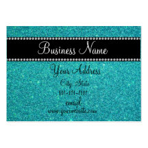 Turquoise glitter bling business card