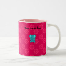 Turquoise glitter elephant pink flower coffee mug