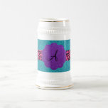 Turquoise glitter monogram coffee mugs