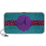 Turquoise glitter monogram mp3 speakers