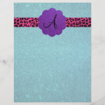 Turquoise glitter monogram personalized flyer