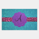 Turquoise glitter monogram stickers