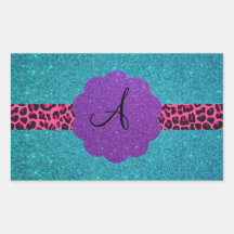Turquoise glitter monogram stickers