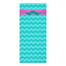 Turquoise glitter moustache custom rack cards