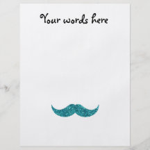 Turquoise glitter moustache flyer design
