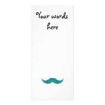 Turquoise glitter moustache personalized rack card