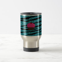 Turquoise glitter pink glitter cupcake coffee mug