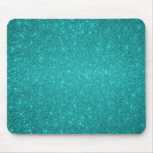 Turquoise glitter stars mouse pad