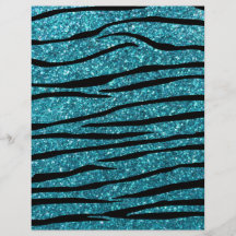 Turquoise glitter zebra stripes flyer design