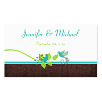 Turquoise Green Brown White Floral Birds Favour Ta Business Cards