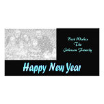 turquoise happy new year custom photo card