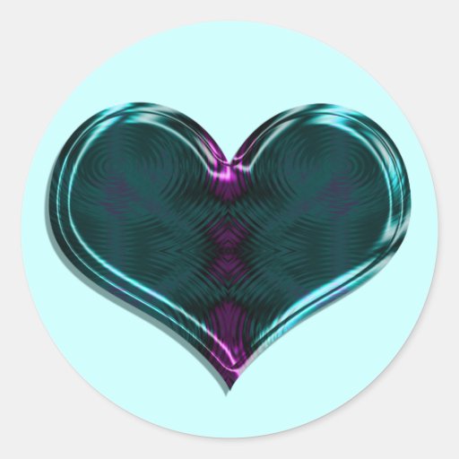 turquoise heart classic round sticker Zazzle