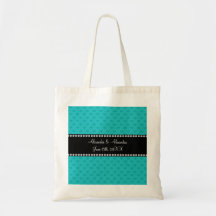 Turquoise hearts wedding favors canvas bag
