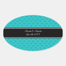 Turquoise hearts wedding favors stickers
