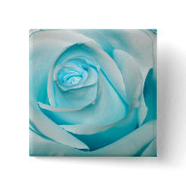 Turquoise Ice Rose Pinback Button