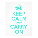 Turquoise Keep Calm and Carry On Personalized Letterhead
