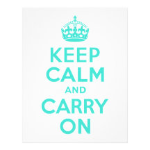 Turquoise Keep Calm and Carry On Personalized Letterhead