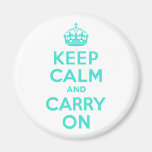 Turquoise Keep Calm and Carry On Refrigerator Magnets