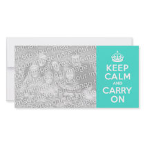 Turquoise Keep Calm and Carry On Picture Card