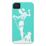 Turquoise Lady and Dog Silhouette iPhone 4s Case iPhone 4 Covers