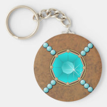 Turquoise Leather & Pearls CUSTOM KEYCHAIN