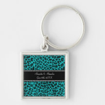 Turquoise leopard pattern wedding favors key chain