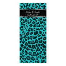 Turquoise leopard pattern wedding favors custom rack card