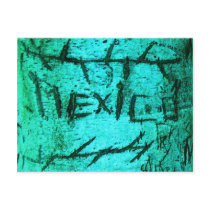 Turquoise "Mexico" Carved Tree Graffiti
