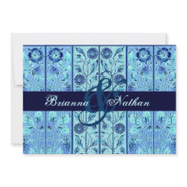 Turquoise & Midnight Damask Wedding Invitation