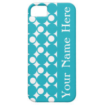 Turquoise Mod Ball Design with name iPhone 5 Cover
