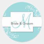 Turquoise Monogram Wedding Stickers
