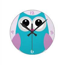 Turquoise Owl Clock