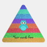 Turquoise owl rainbow glitter sticker
