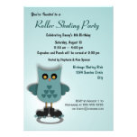 Turquoise Owl Skating Party Invitation