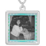 turquoise pattern photo frame necklaces